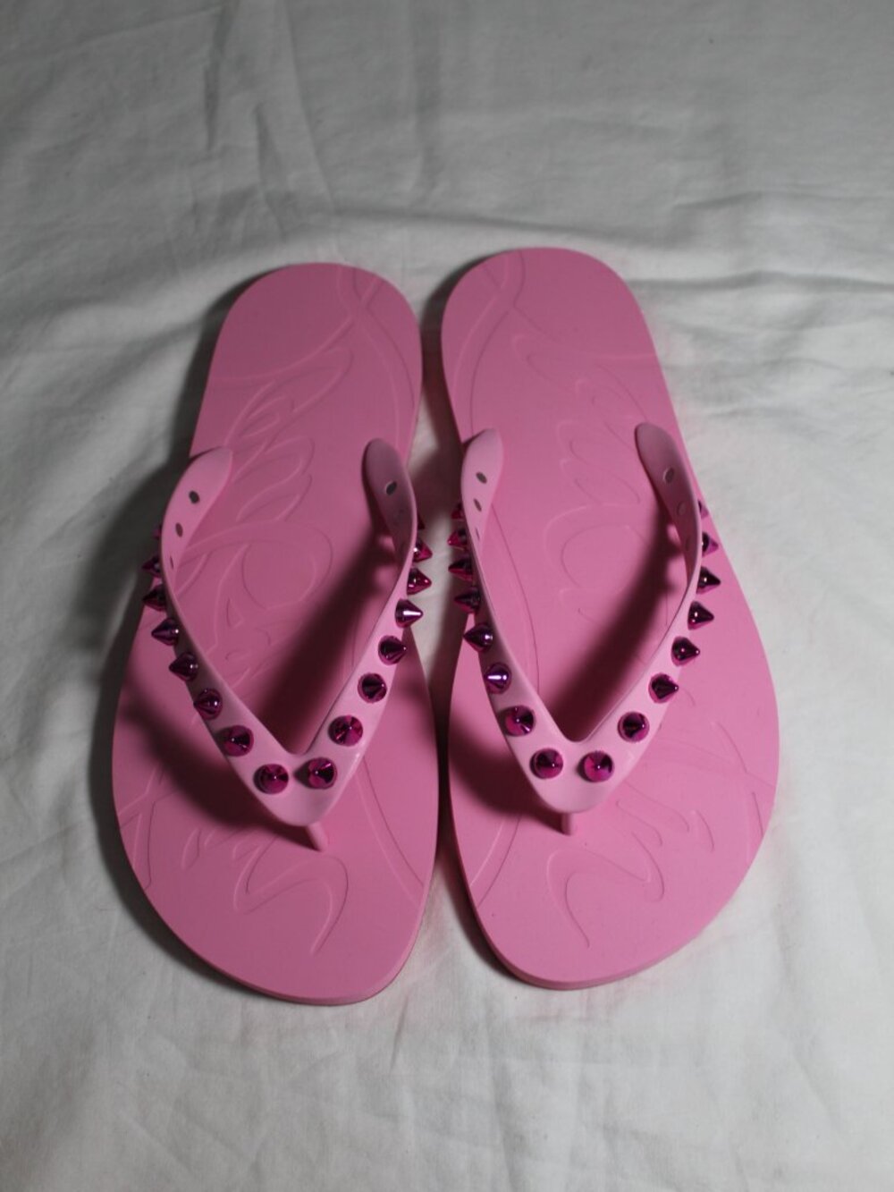NEW Christian Louboutin Loubi Spikes Donna Flip Flops Sandals Slip Ons Slide 40